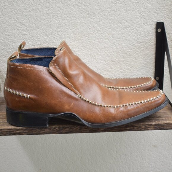 Robert Wayne Leather Top Stitch Pointed Booots - Picture 1 of 8